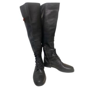 Womens Leather Black Lace Up Riding Knee High Cairo Boots, Like New size 7.5